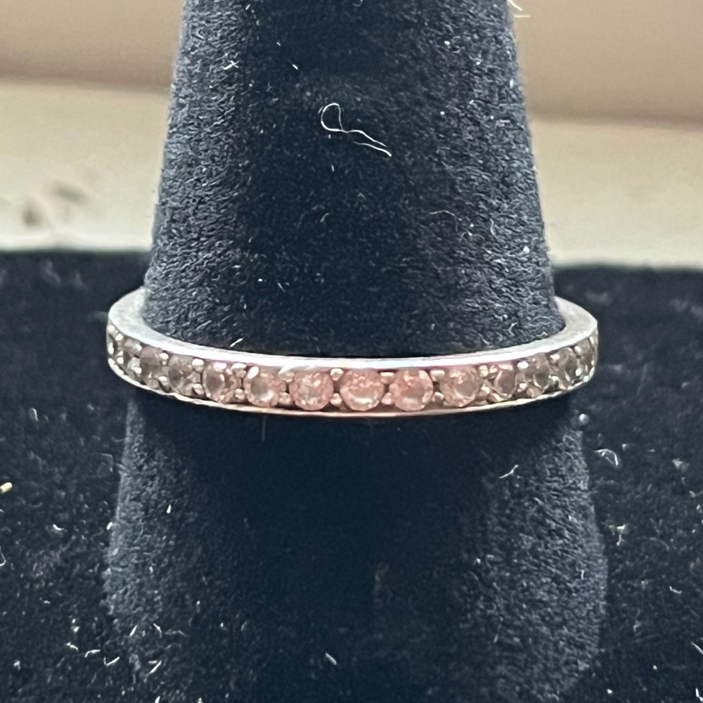 Single row CZ in Sterling Eternity Band